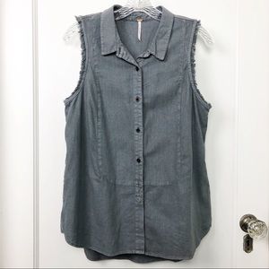 Free People Gray Denim Sleeveless Top